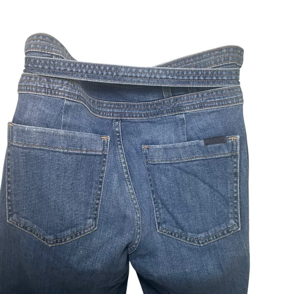 Joe's Jeans High Rise Belted Wide Leg Flare Jeans Size 27 Medium Wash